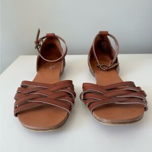 Leather women's sandals brown - 8.5 - Crown Vintage
